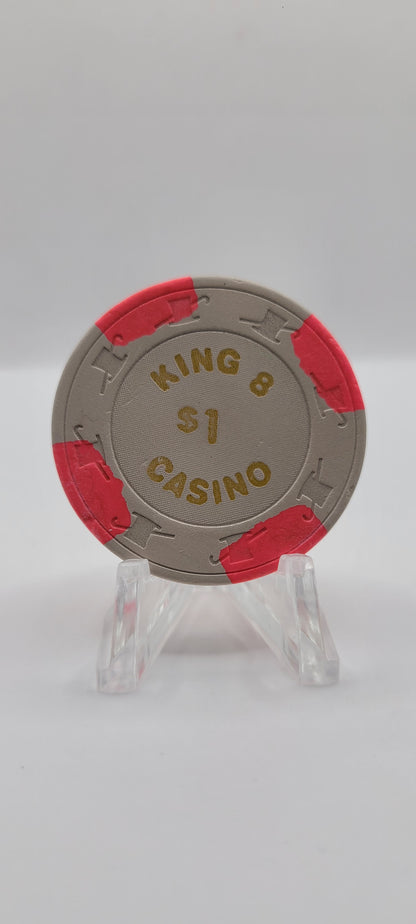 King 8 Casino Las Vegas Nevada 1980's $1 Chip N2377 (Worn)