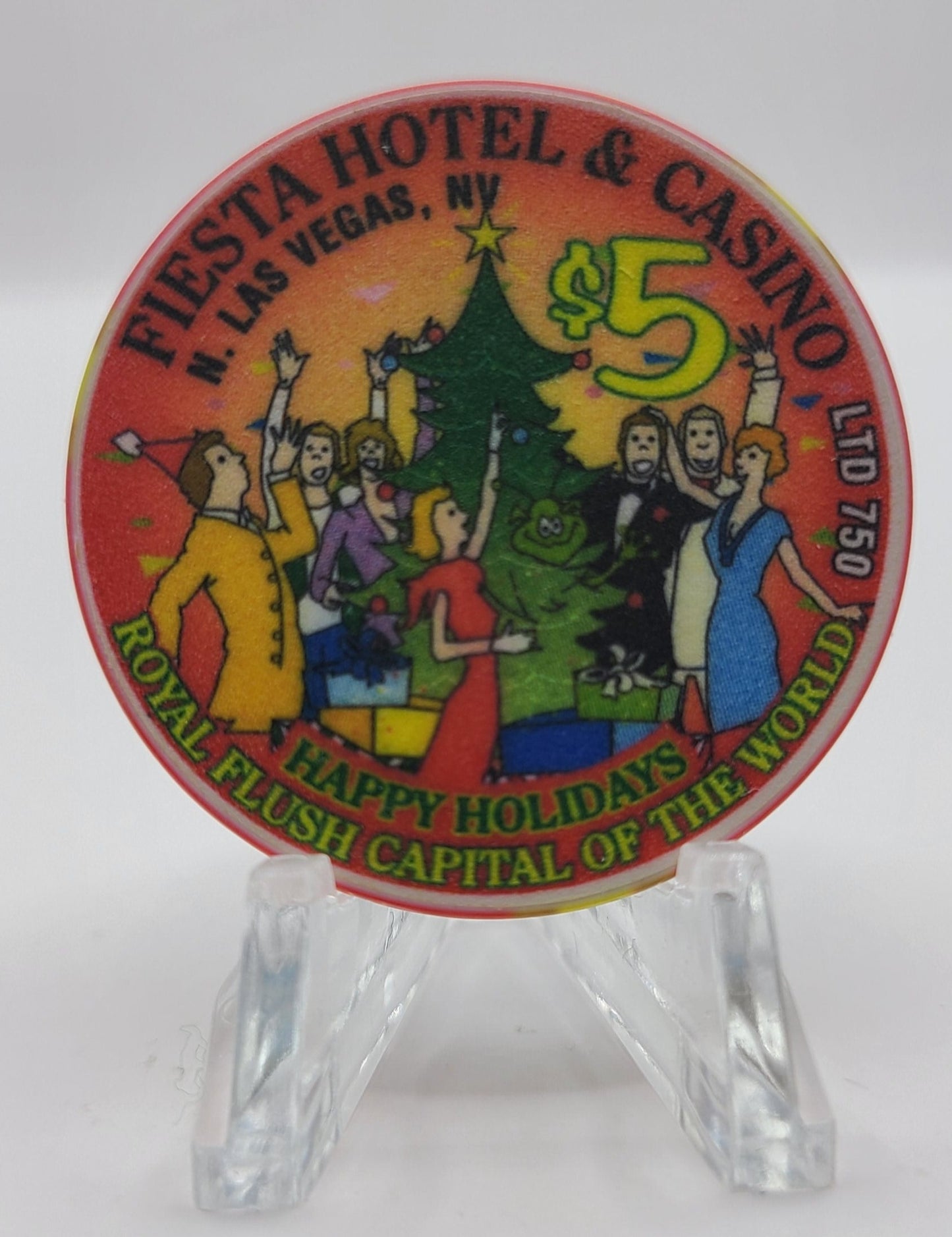 Fiesta Rancho Hotel Casino Las Vegas Nevada 1998 "Happy Holidays" $5 Chip V2416