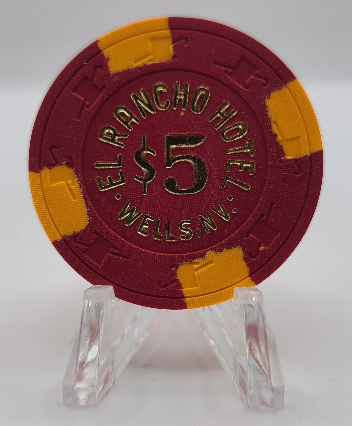 El Rancho Hotel Casino Wells Nevada 1972 $5 Chip N2366