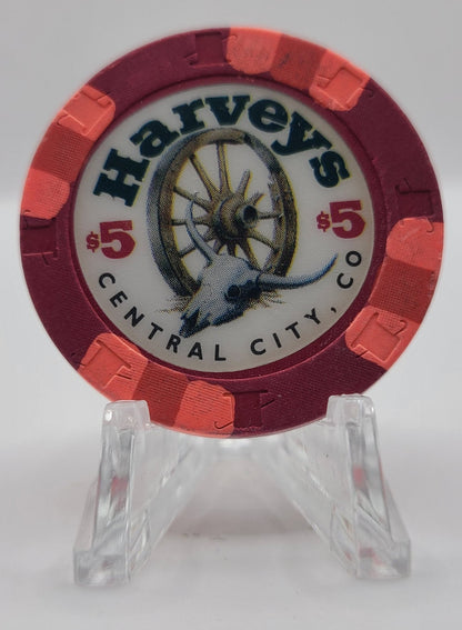 Harvey's Wagon Wheel Central City Colorado $5 Chip