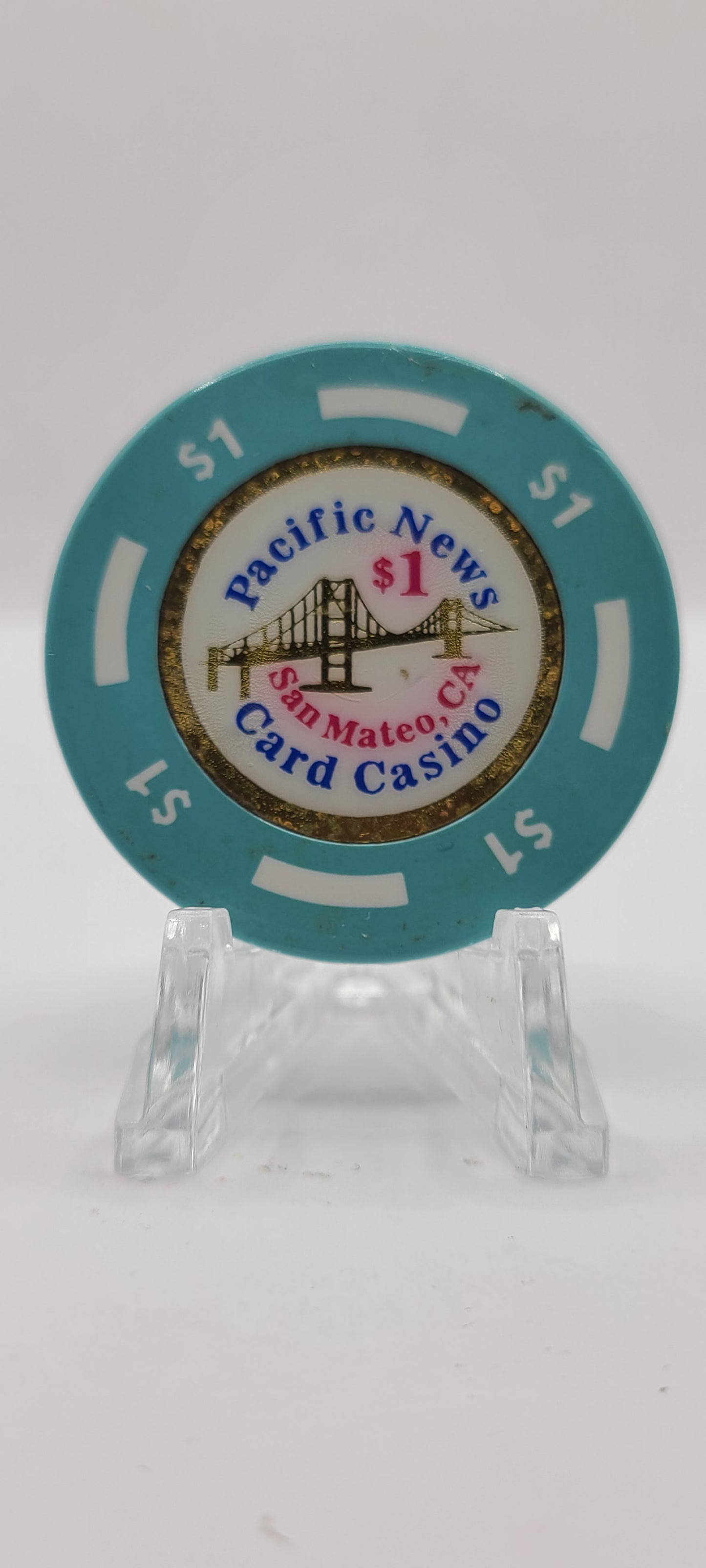 Pacific News Card Room San Mateo California $1 Chip