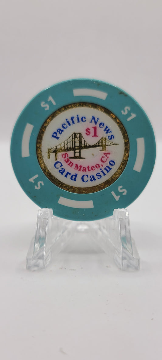 Pacific News Card Room San Mateo California $1 Chip