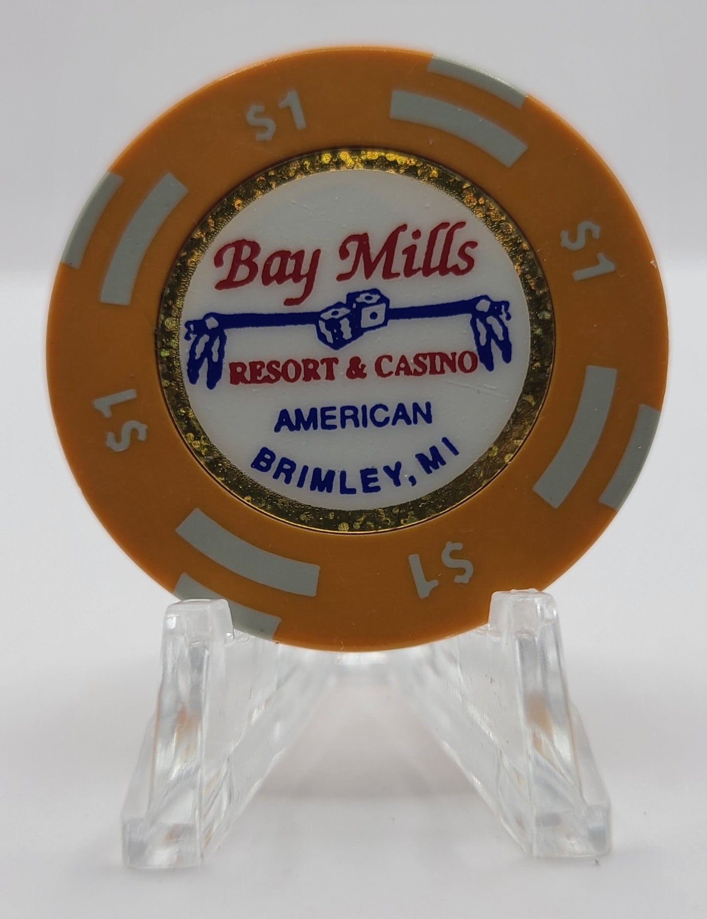 Bay Mills Casino Brimley Michigan 1997 $1 Chip