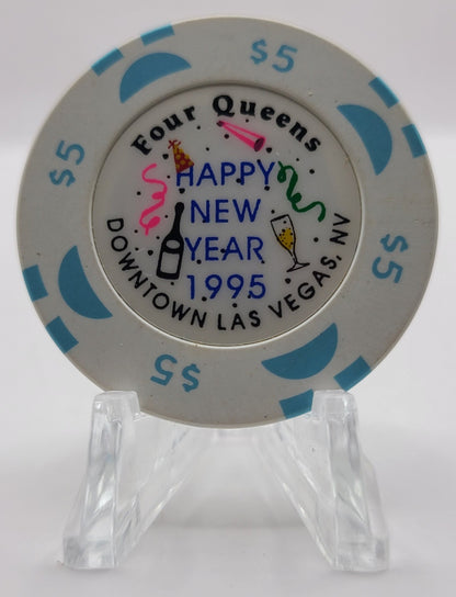 Four Queens Hotel Casino Las Vegas Nevada "1995 New Year" $5 Chip