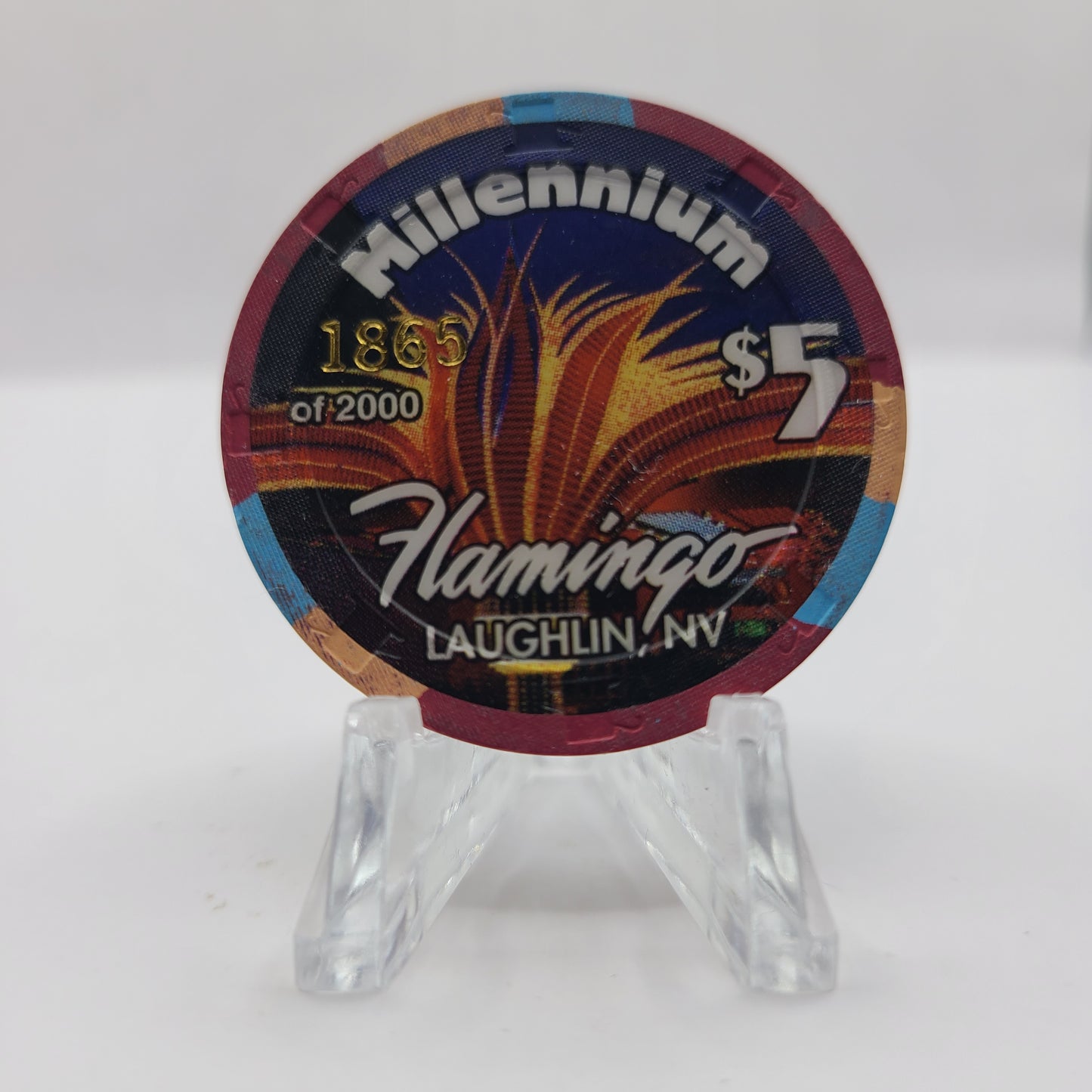 Flamingo Hotel Casino Laughlin Nevada 2000 "Millennium 10th Anniversary" LIMITED $5 Chip V6309