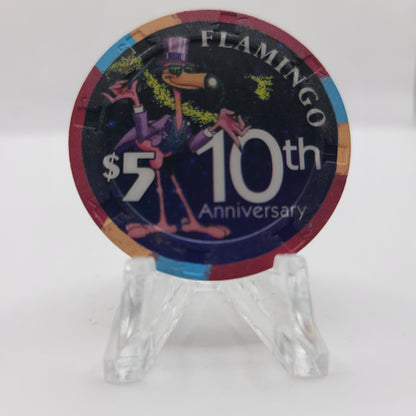 Flamingo Hotel Casino Laughlin Nevada 2000 "Millennium 10th Anniversary" LIMITED $5 Chip V6309