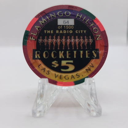 Flamingo Hilton Casino Las Vegas Nevada 1998 "Rockettes" $5 Chip V2471