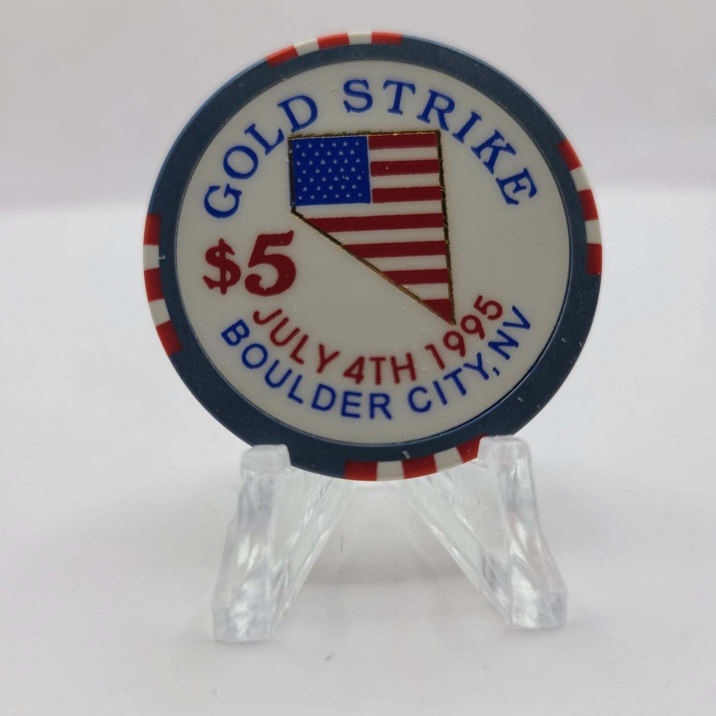 Gold Strike Inn Boulder City Nevada 1995 "Independence Day" $5 Chip N0410