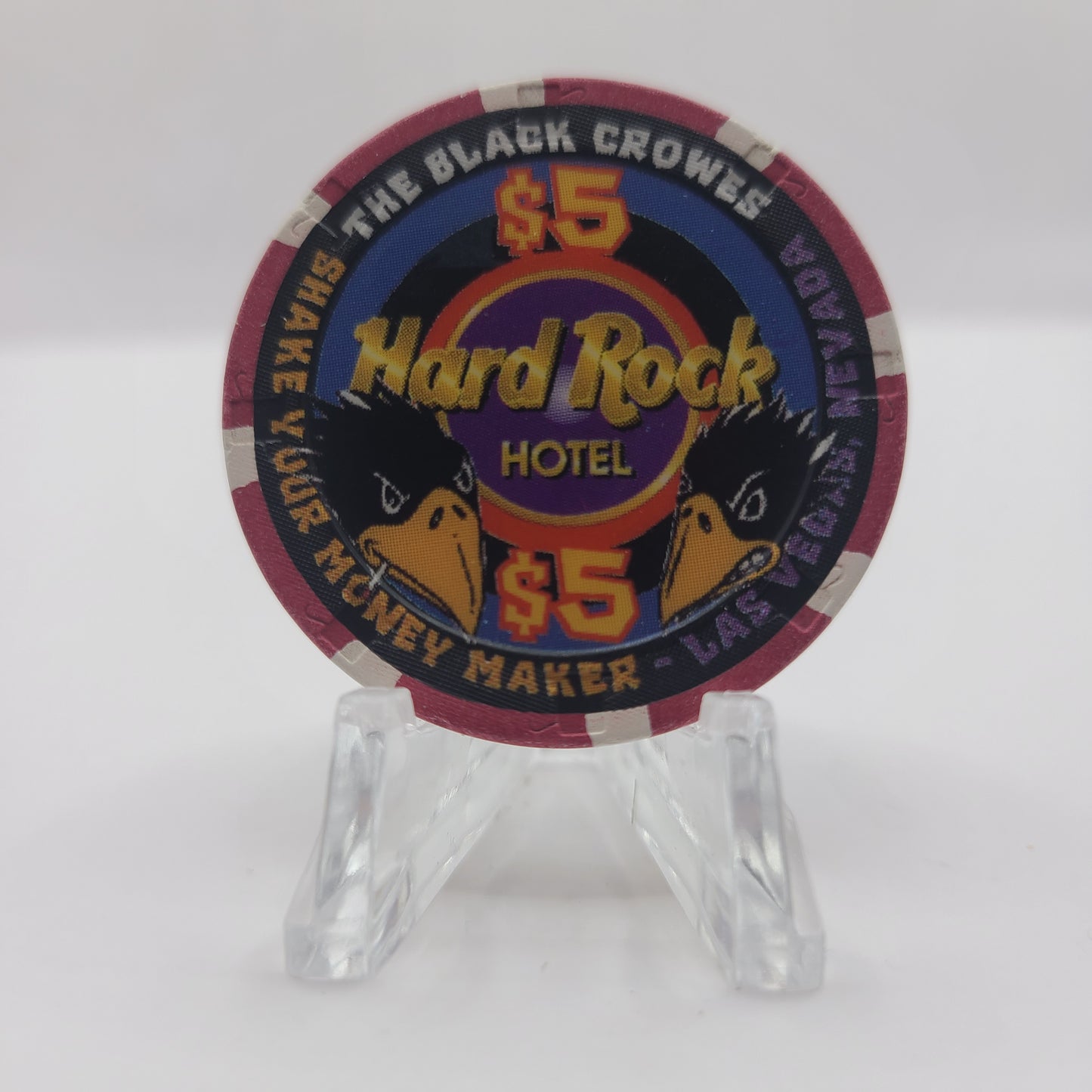 Hard Rock Hotel Casino Las Vegas Nevada 1999 "Black Crowes" $5 Chip V2663