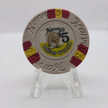 Harvey's "Wagon Wheel" Casino Lake Tahoe Nevada 1970's $5 Chip N8570