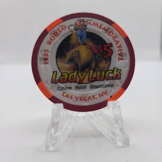 Lady Luck Casino Las Vegas Nevada 1995 "Rodeo Commemorative" $5 Chip N2347