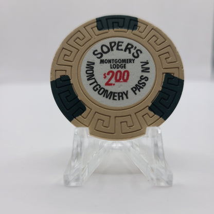 Montgomery Lodge "Soper’s" Montgomery Pass Nevada 1980's $2 Chip E5596