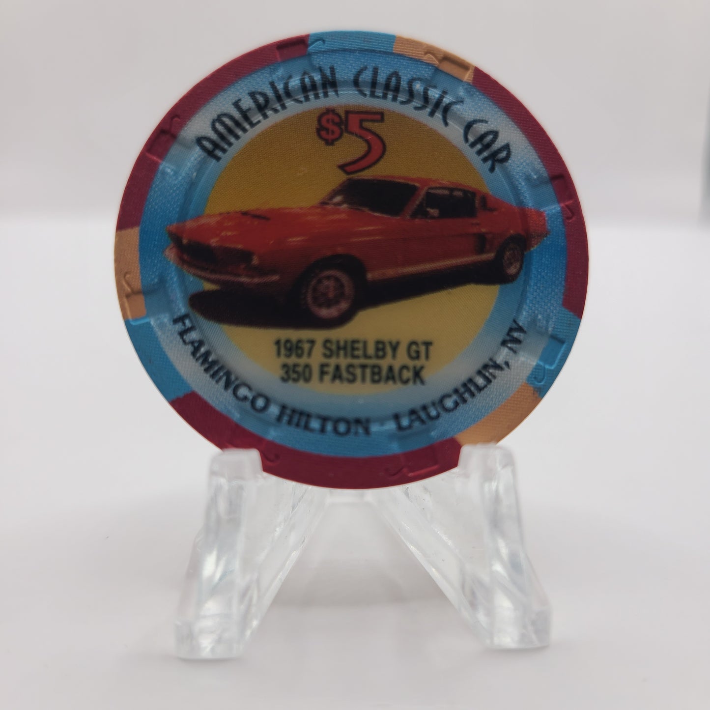 Flamingo Hilton Casino Laughlin Nevada 1996 "1967 Shelby GT" $5 Chip N2469