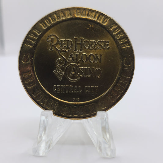 Red Horse Saloon Central City CO 1992 $5 Gaming Token (ONLY OPENED FOR 16 DAYS)