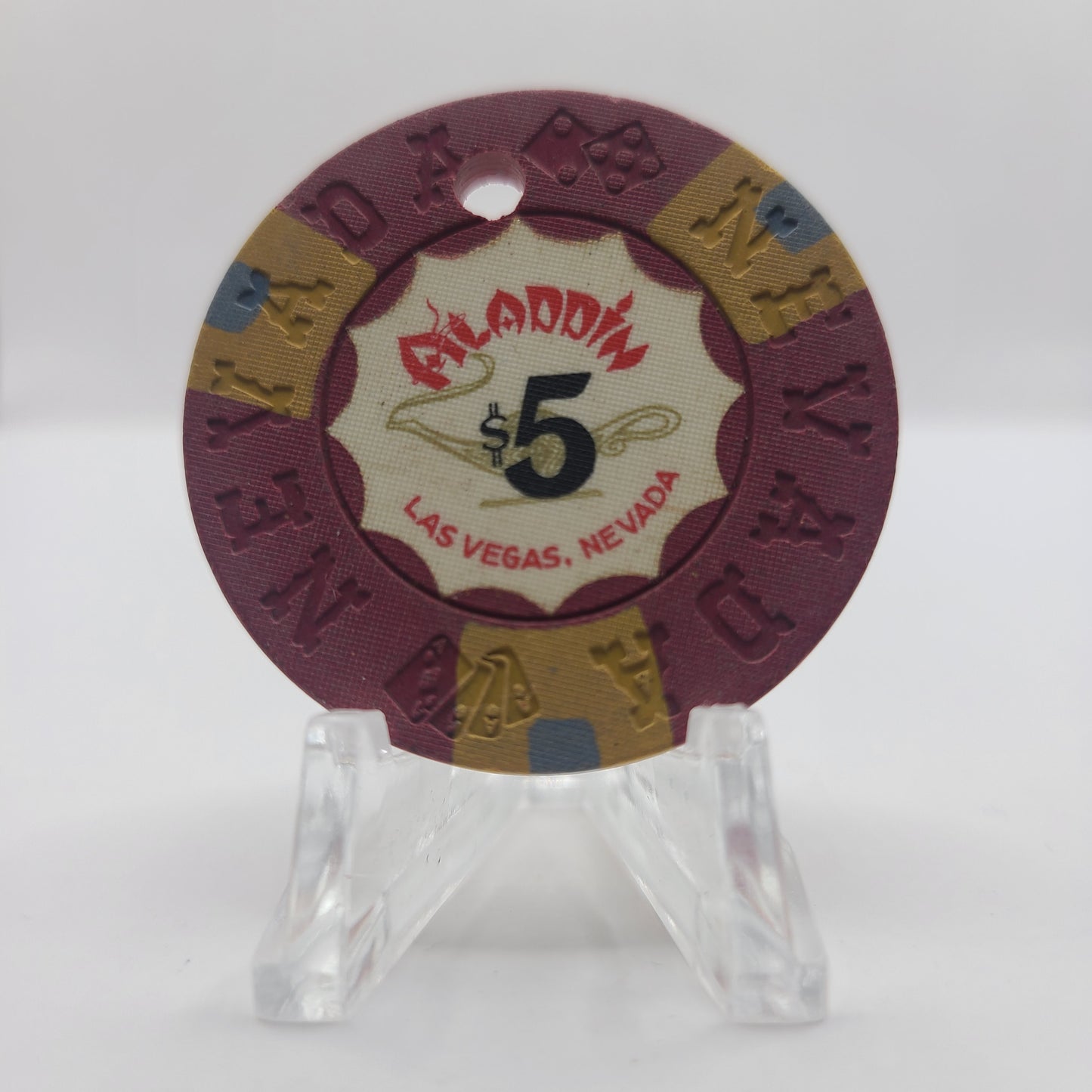 Aladdin Casino Las Vegas NV 1970 $5 Canceled Chip N6018C