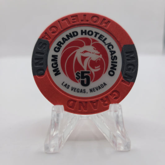 MGM Grand "Theme Hotel" Las Vegas Nevada 1996 $5 Chip N8749 (Worn)