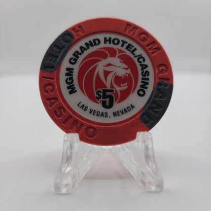 MGM Grand "Theme Hotel" Las Vegas Nevada 1996 $5 Chip N8749 (Worn)