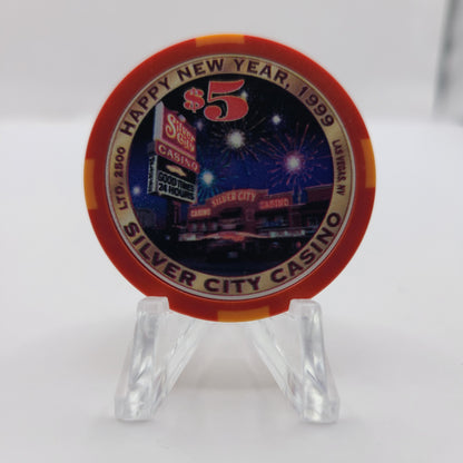 Silver City Casino Las Vegas Nevada 1999 "New Years" $5 Chip V3396