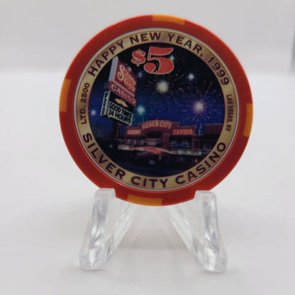 Silver City Casino Las Vegas Nevada 1999 "New Years" $5 Chip V3396