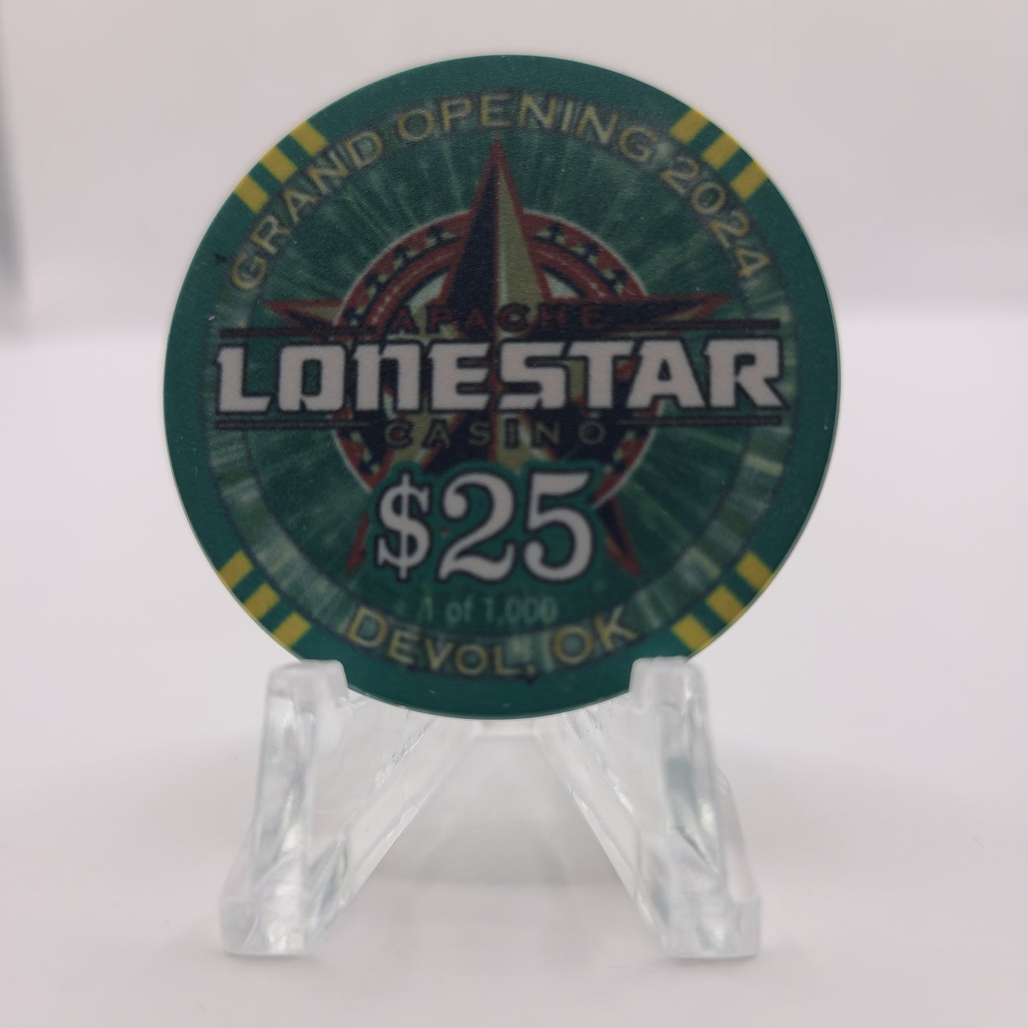 Apache Lonestar Casino Devol Oklahoma 2024 "Grand Opening" $25 Chip LMT 1000