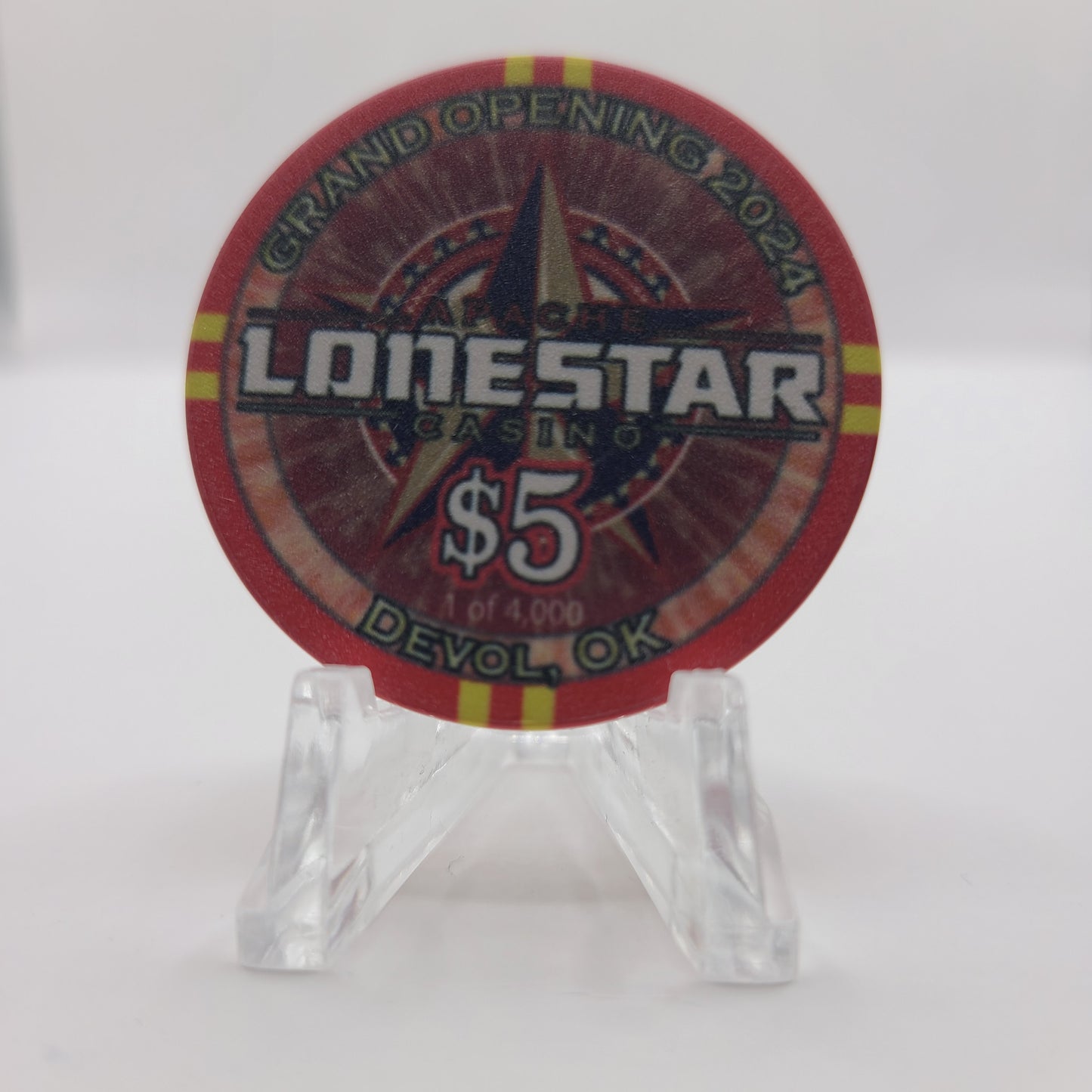 Apache Lonestar Casino Devol Oklahoma 2024 "Grand Opening" $5 Chip LMT 4000