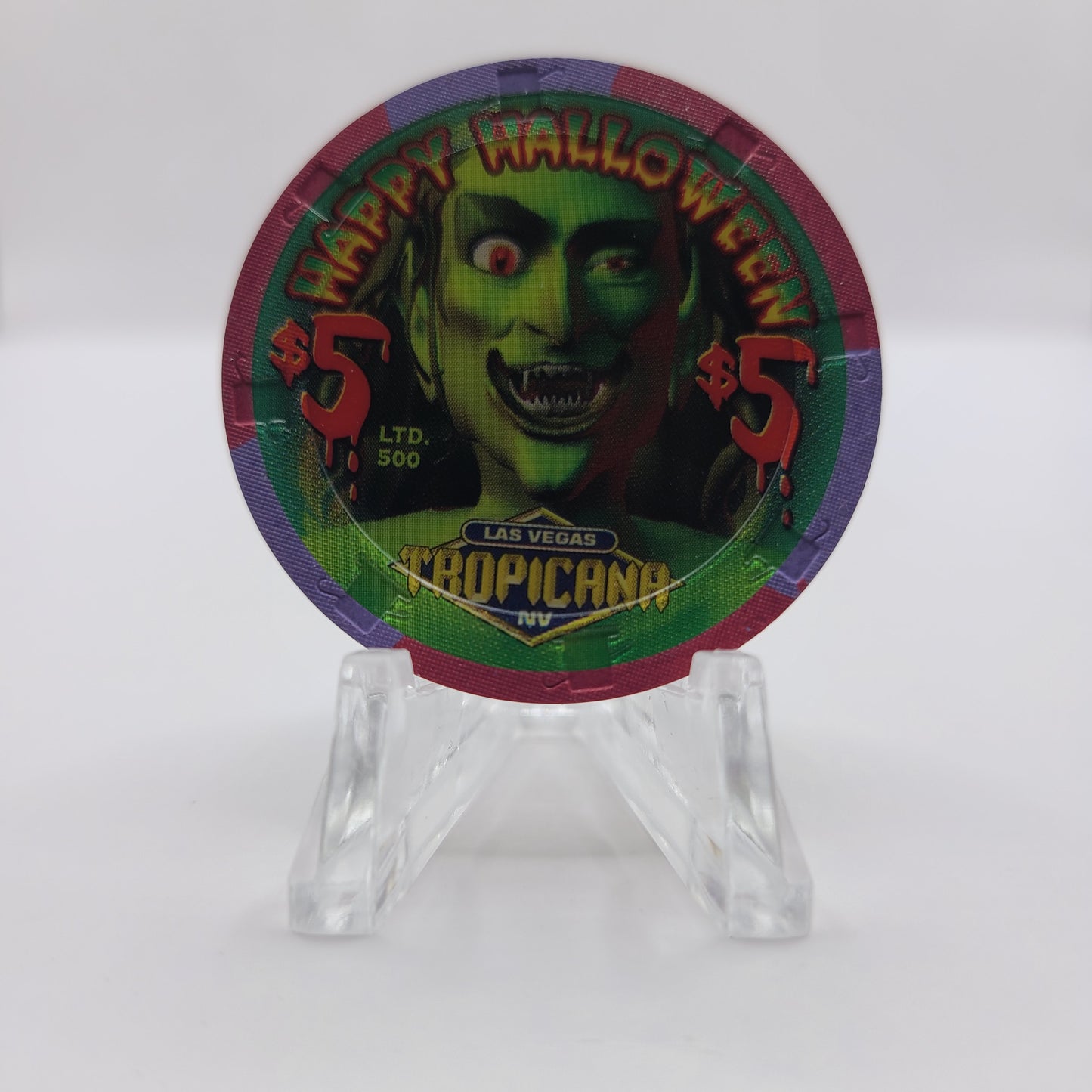 Tropicana Hotel Casino Las Vegas Nevada 2004"Happy Halloween" $5  Chip E4038 LTD 500