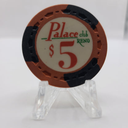 Palace Club Casino Reno Nevada 1970's $5 Chip N5446