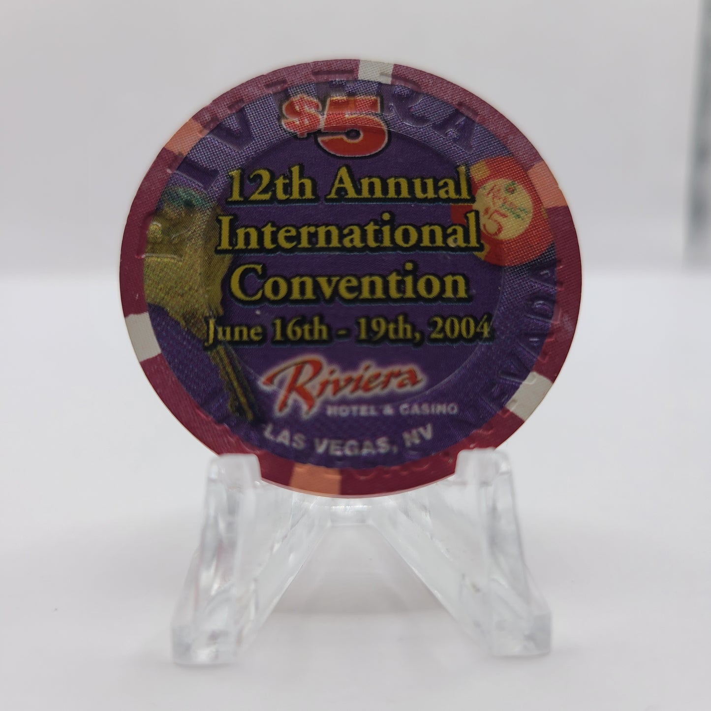 Riviera Hotel Casino Las Vegas Nevada 2004 "12th Annual Int. Convention" $5 Chip E3898