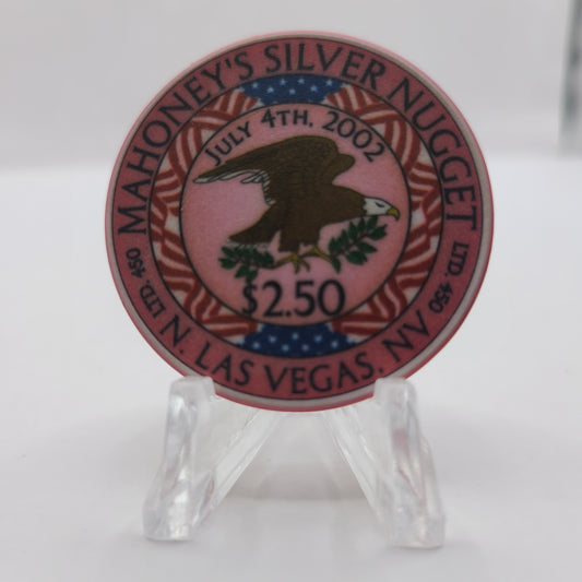 Silver Nugget "Mahoney's" Las Vegas Nevada 2002"July 4th 2002" $2.50 Chip E2521