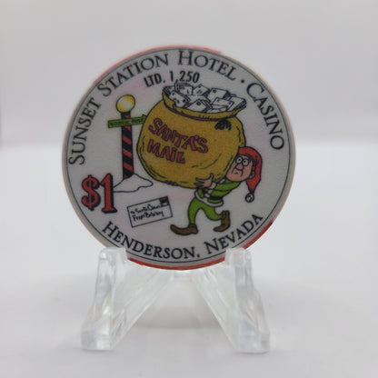 Sunset Station Hotel Casino Henderson Nevada 2002 "Christmas" $1 Chip E2699 Ltd. 1250