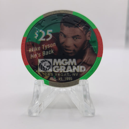 MGM Grand Hotel Casino Las Vegas Nevada 1995 "Mike Tyson He's Back" $25 Chip N1180