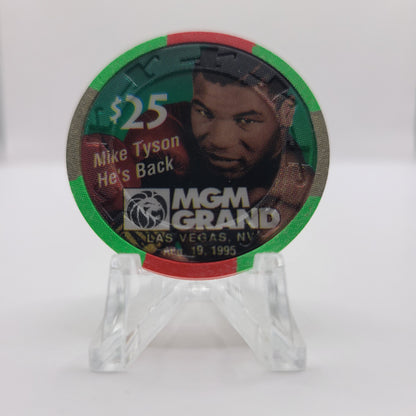 MGM Grand Hotel Casino Las Vegas Nevada 1995 "Mike Tyson He's Back" $25 Chip N1180