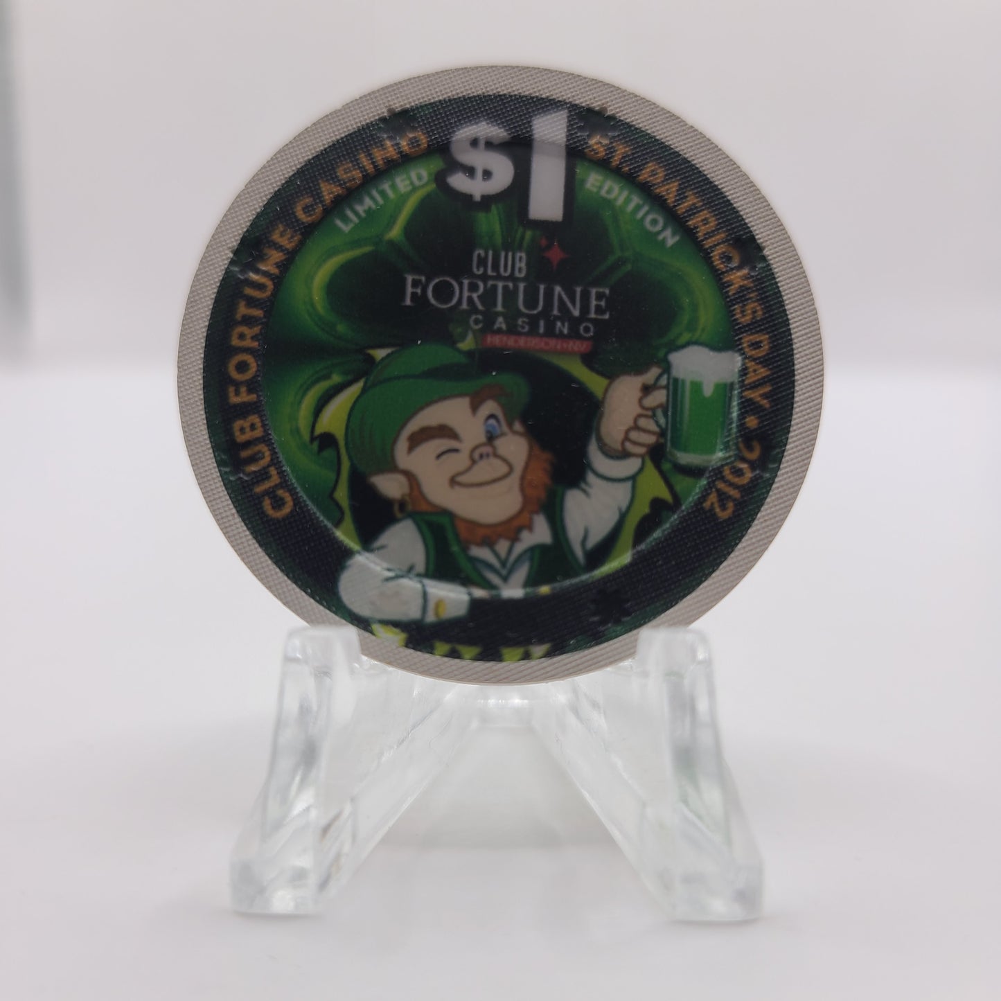 Club Fortune Casino Henderson Nevada "St Patrick's Day 2012" $1 Chip D0546