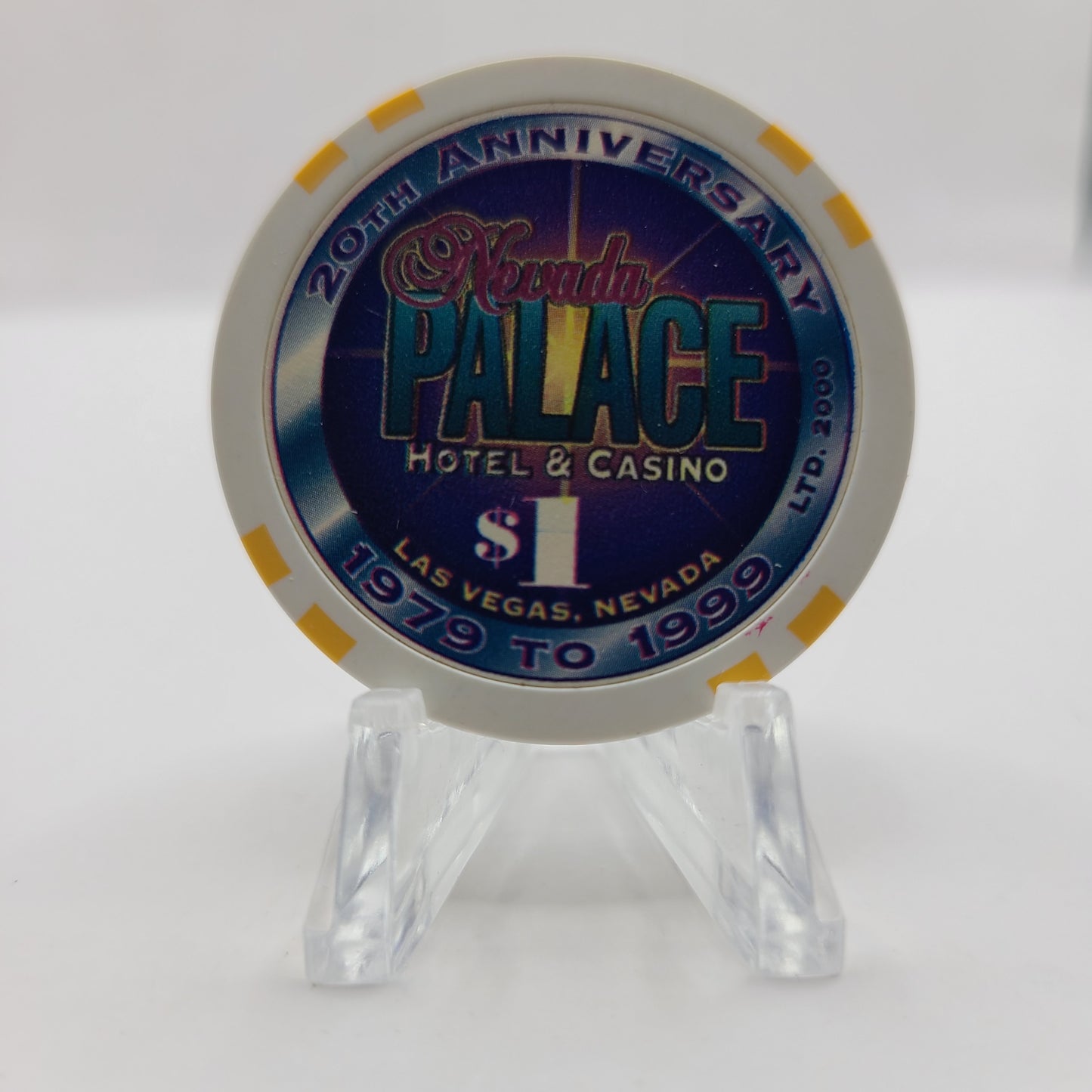 Nevada Palace Casino Las Vegas Nevada "20th Anniversary 1979-1999" $1 Chip V5101