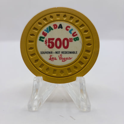 Nevada Club Casino Las Vegas Nevada 1960's $500 Souvenir Non Redeemable Chip N0825