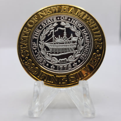 Foxwoods Resort Casino Ledyard Connecticut 1994 "State Seal of New Hampshire" $10 Silver Strike