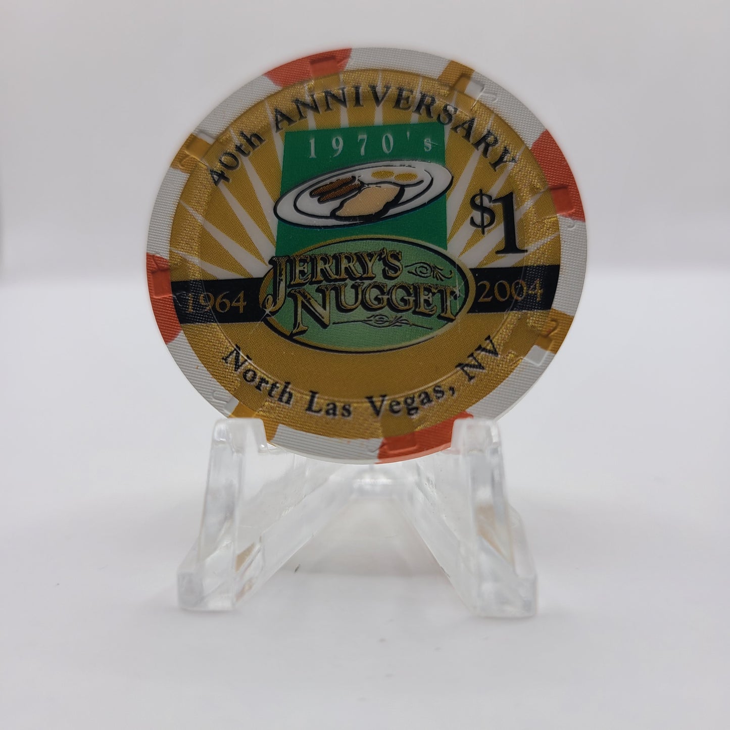 Jerry’s Nugget Casino Las Vegas Nevada 2004 "40th Anniversary" $1 Chip E3731