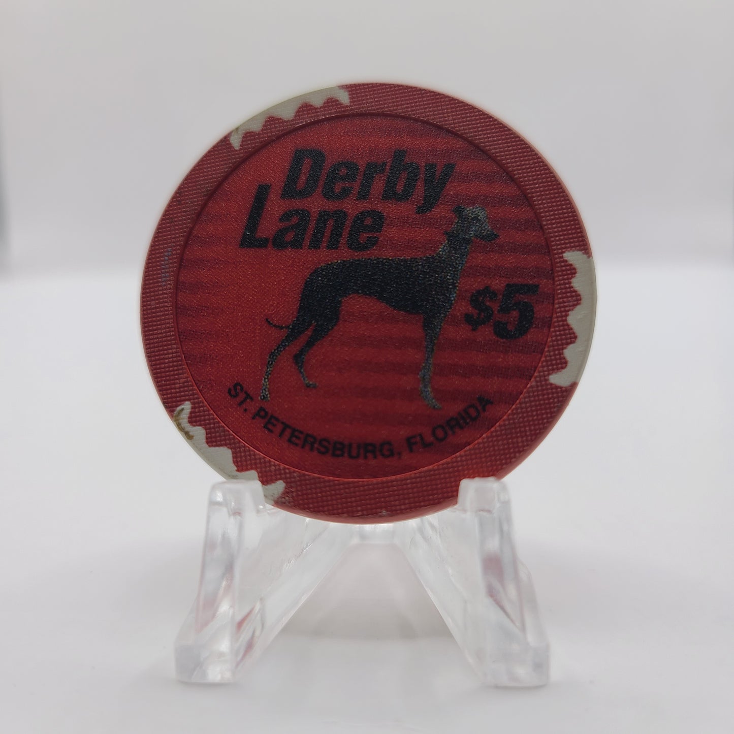 Derby Lane Racino St Petersburg Florida $5 Chip "Darker Dog"