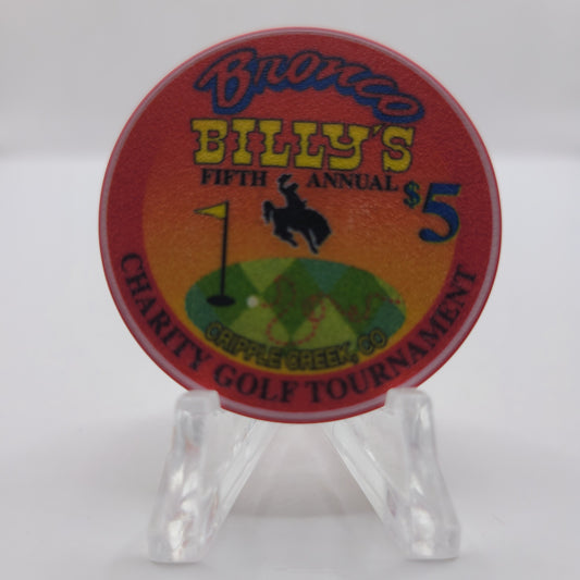 Bronco Billy's Casino Cripple Creek Colorado "1997 Fifth Annual Golf Tournament" $5 Chip