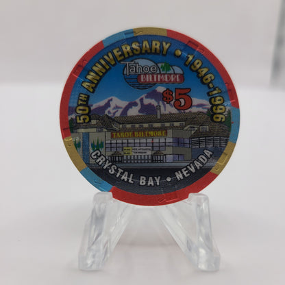 Tahoe Biltmore Lodge Casino Crystal Bay Nevada "50th Anniversary" 1996 $5 Chip V1634