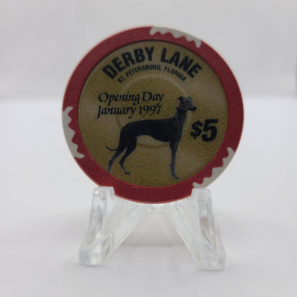 Derby Lane Racino St Petersburg Florida 1997 "OPENING DAY" $5 Chip