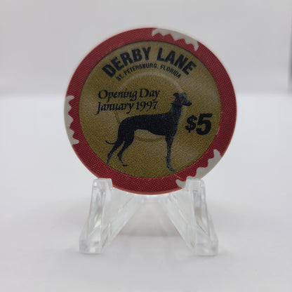 Derby Lane Racino St Petersburg Florida 1997 "OPENING DAY" $5 Chip