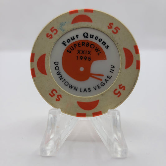 Four Queens Hotel Casino Las Vegas Nevada 1995 "Superbowl XXIX" $5 Chip N0505