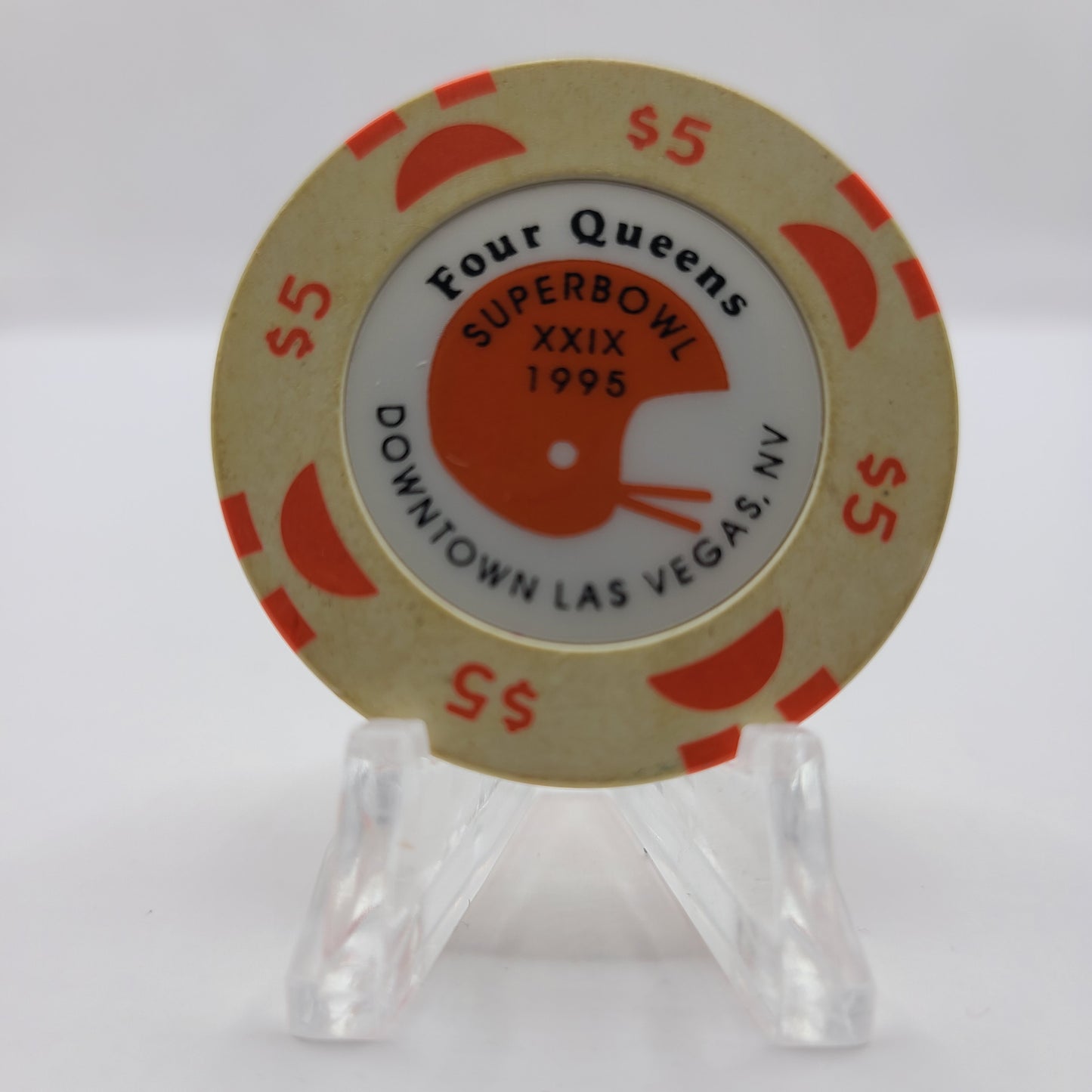 Four Queens Hotel Casino Las Vegas Nevada 1995 "Superbowl XXIX" $5 Chip N0505