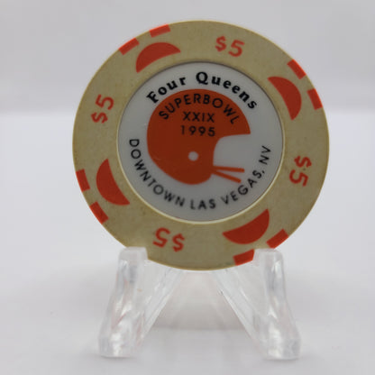 Four Queens Hotel Casino Las Vegas Nevada 1995 "Superbowl XXIX" $5 Chip N0505