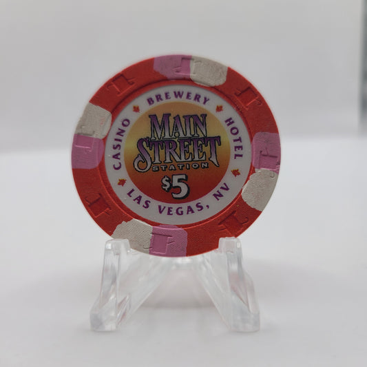 Main Street Station Hotel Casino Las Vegas Nevada 1996 $5 Chip N8725