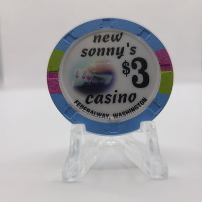 New Sonny's Card Room Federal Way Washington $3 Chip