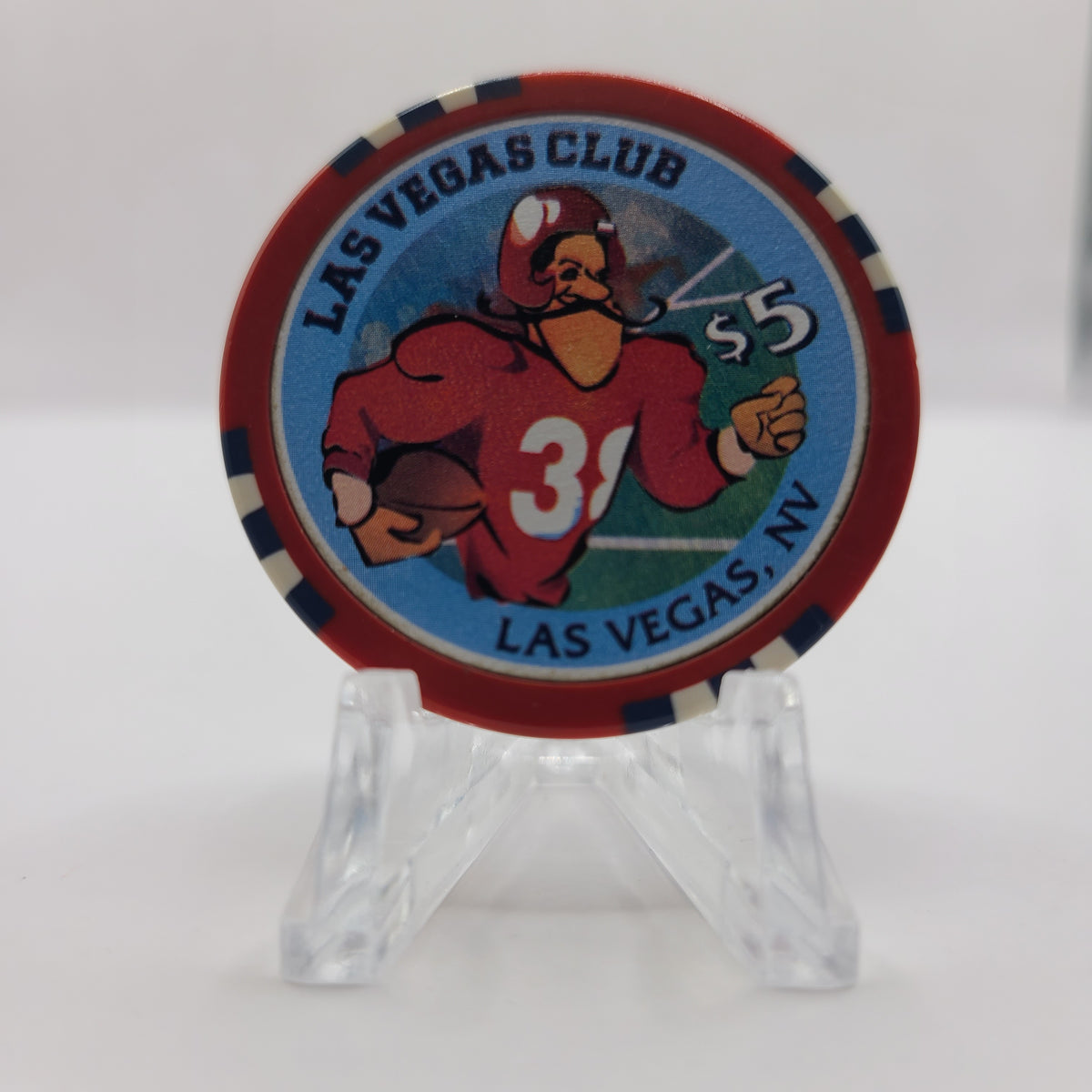 Las Vegas Club Casino Las Vegas Nevada 1996 "Football Player" $5 Chip N8678