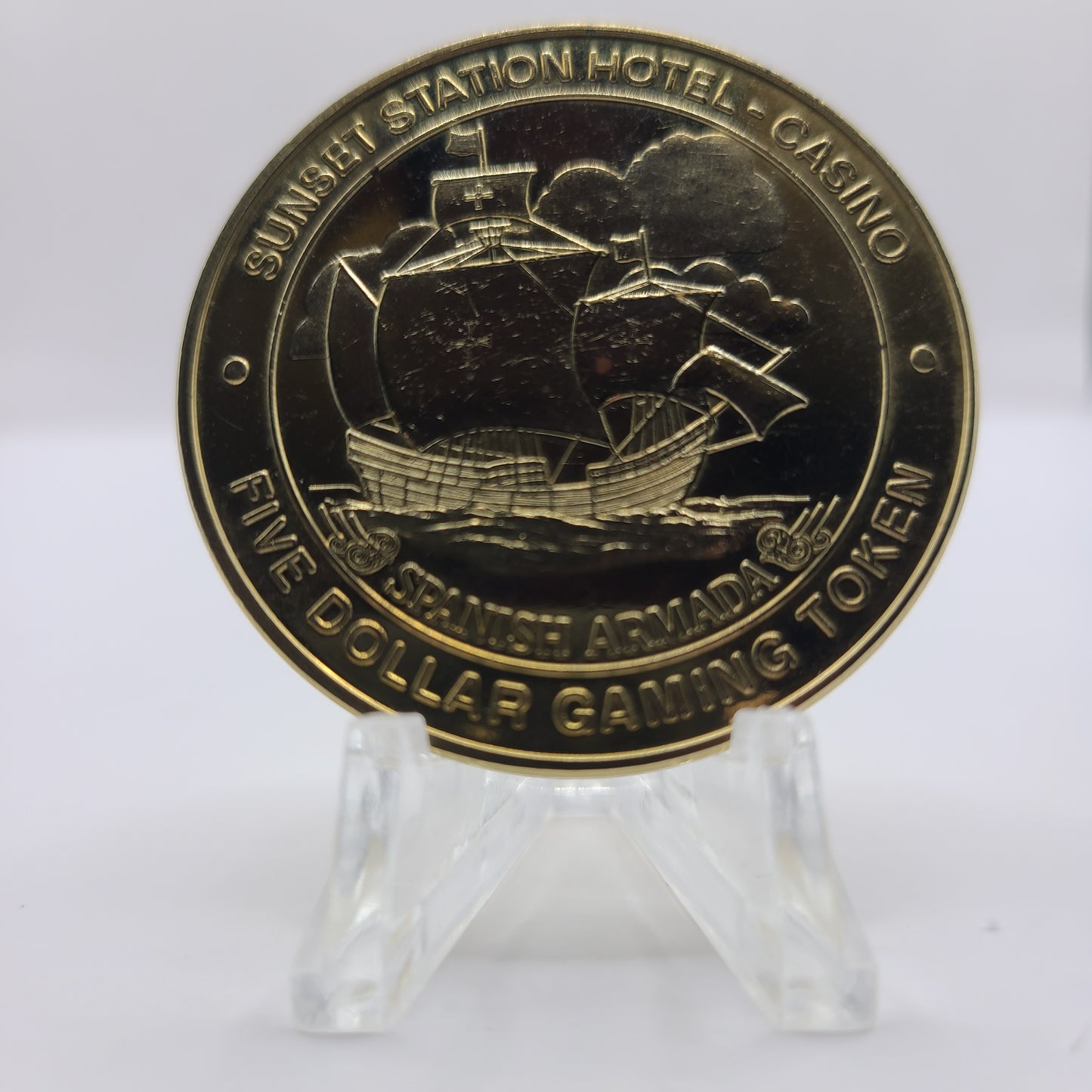 Sunset Station Hotel Casino Henderson Nevada 2003 "Spanish Armada" $5 Token Version #1