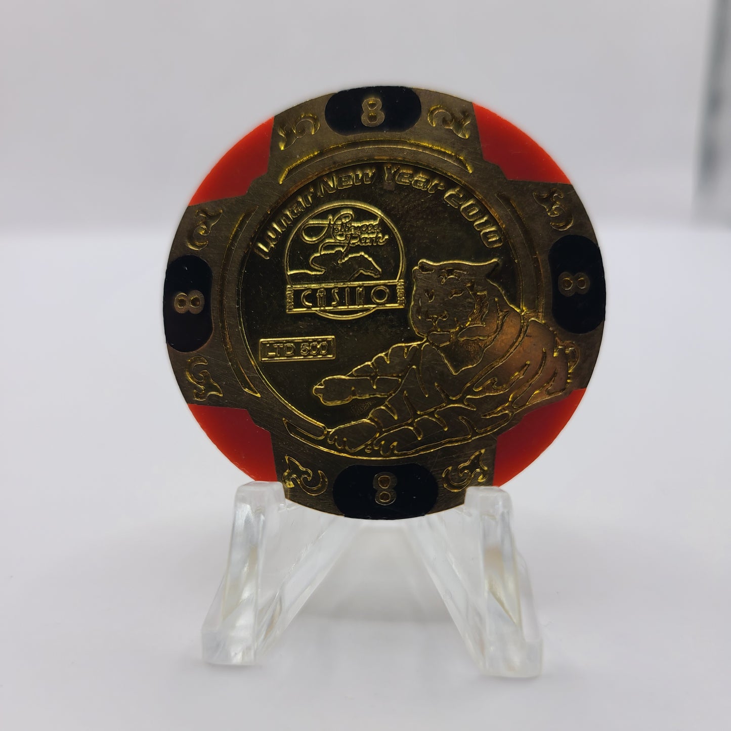 Hollywood Park Casino Inglewood California 2010 "Year of the Tiger" $8 Chip LTD 500